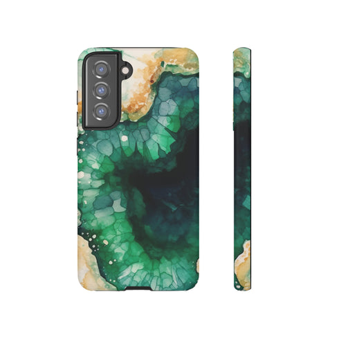 Green Geode in Watercolor - Impact Resistant Phone Case Samsung Galaxy S21 FE Matte